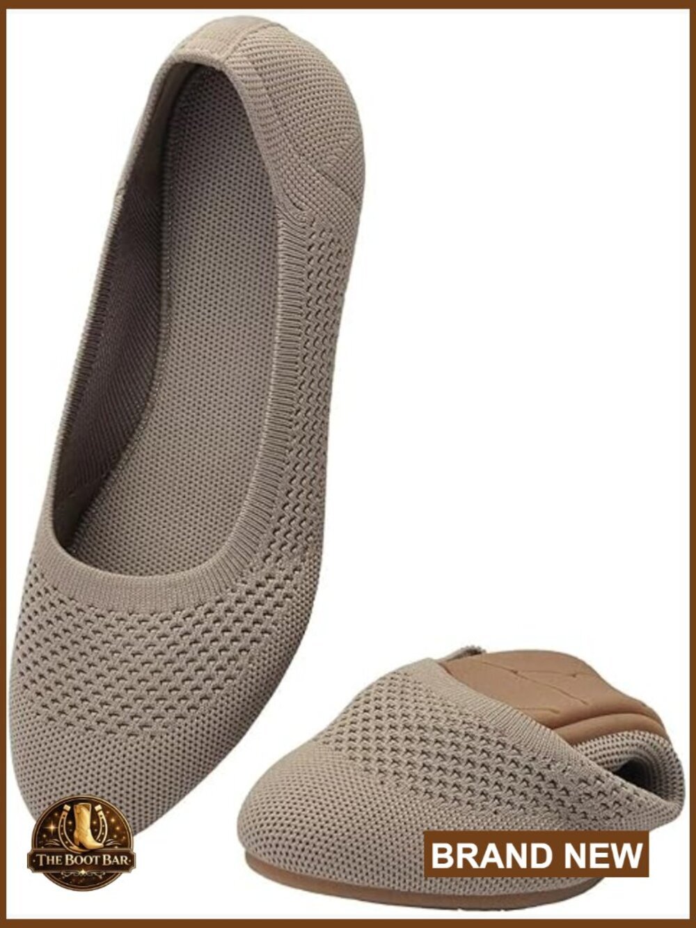 Women's Knit Ballet Flats Slip On Round Toe Lightweight Walking Shoes